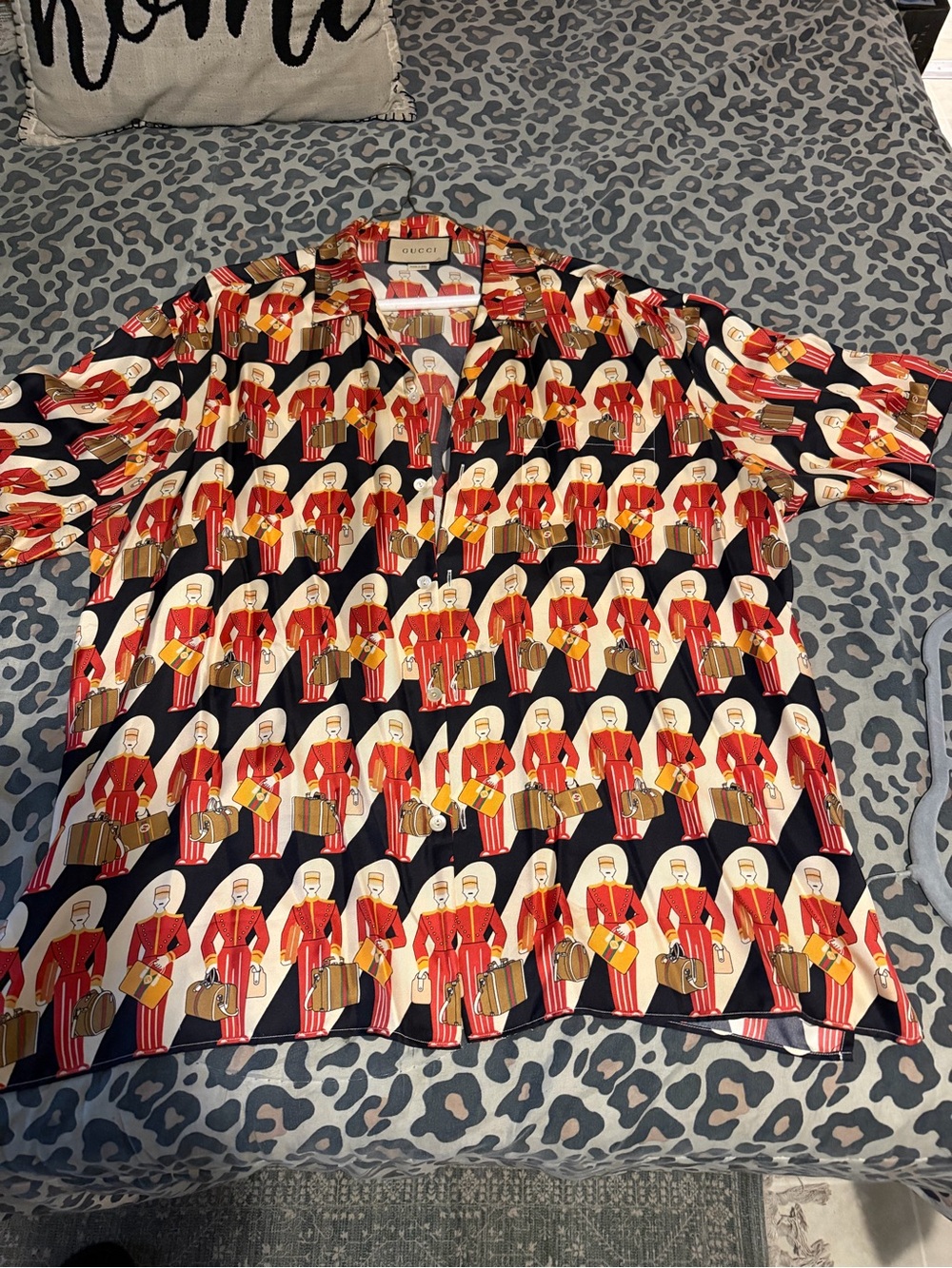 Gucci Black, Red & Cream Novelty Printed Short-Sleeve Button-Down Shirt